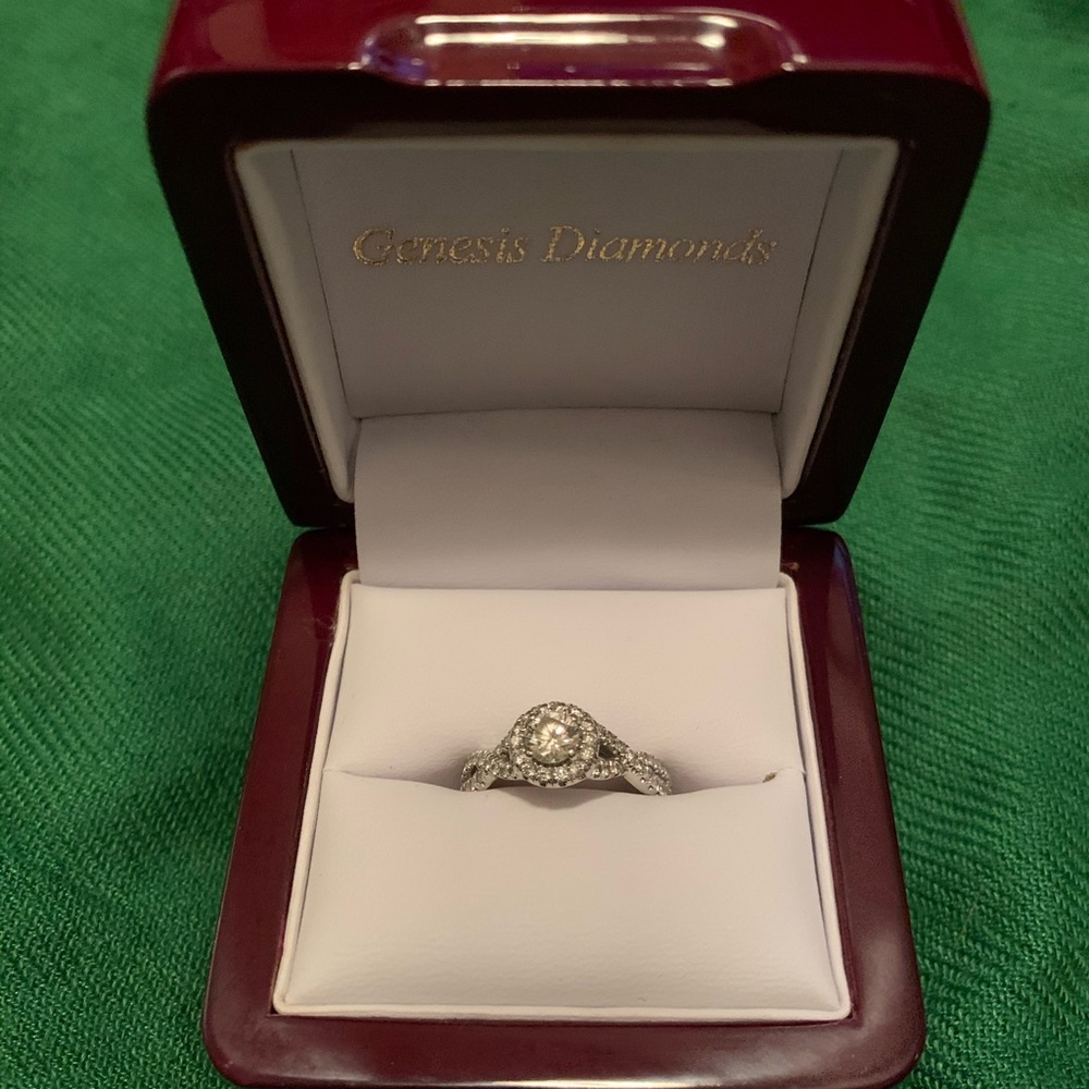 .38 Carat 14K White Gold Halo Engagement Ring